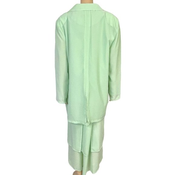 Vintage Mattina T Womens 14 Pale Green 4 Piece Blouse Tank Top Skirt & Scarf Set - Picture 7 of 11